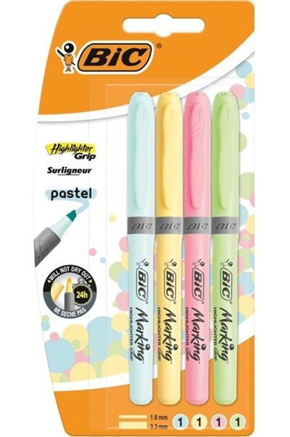 ILUMINADORES PASTEL 4 PIEZAS MIX BIC 964859